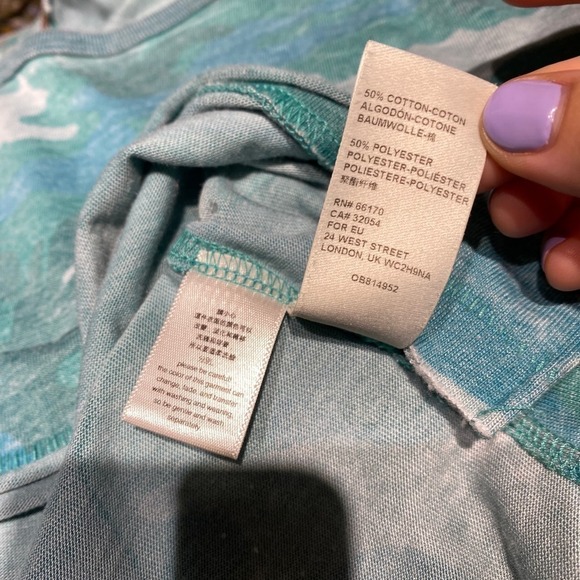 Free People Women Faded Camo Raw Hem Relaxed Crew Neck T-Shirt Green Khaki Small - Picture 7 of 10